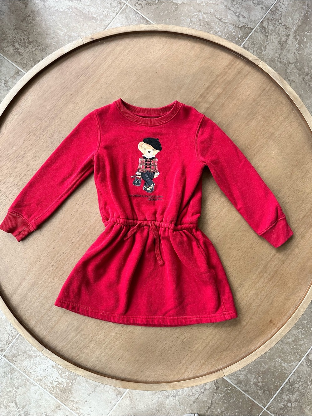 Polo Ralph Lauren Girls Polo Bear Fleece Sweatshirt Dress, Size 4T, Red